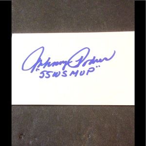 Johnny Podres 55 WS MVP Signed Index card